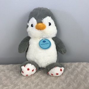 Cloud B Penguin Plush Stuffed Animal Toy Gray White Red Stars